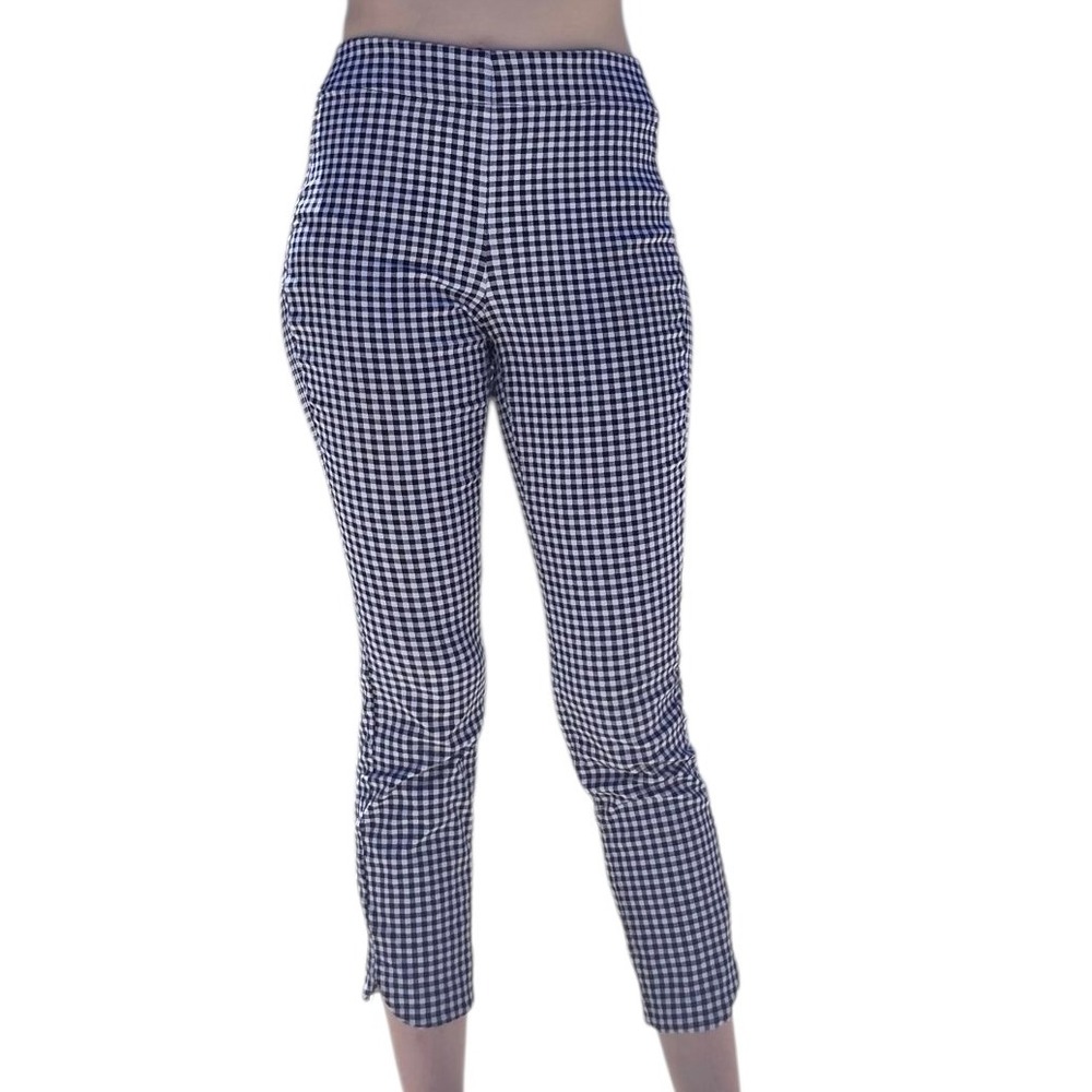 Tribal Gingham Cropped Pants High Waist Stretchy Casual Ankle Detail Size 4